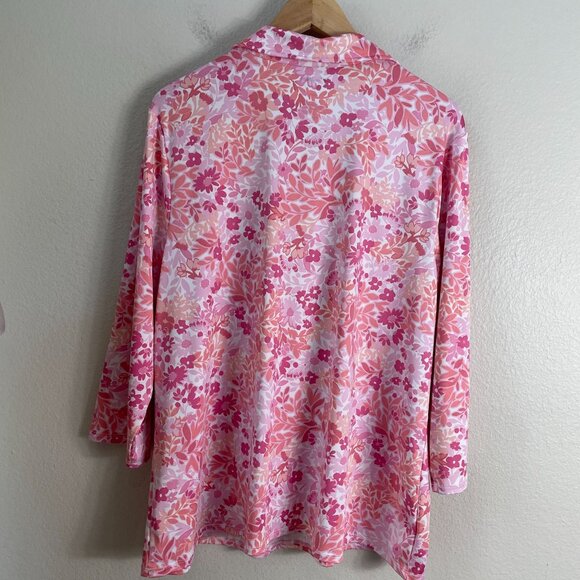 NEW Croft & Barrow Womens Plus XXL Pink Floral Lightweight Wrinkle Resistant Top - Picture 8 of 9